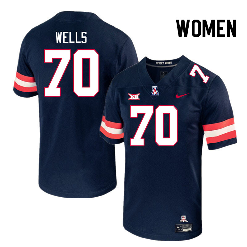 Women #70 Zarius Wells Arizona Wildcats Big 12 Conference College Football Jerseys Stitched-Navy